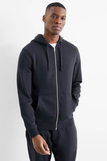 Hommes - Sweat zippé à capuche - bleu foncé