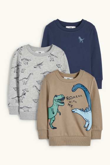 Enfants garçons - Lot de 3 - dinosaures - sweats - beige