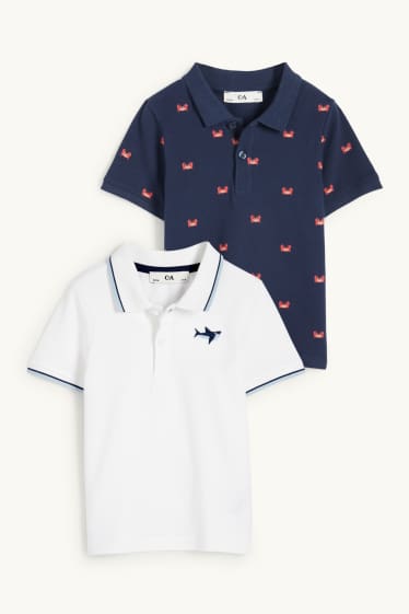 Enfants garçons - Lot de 2 - animaux marins - polos - bleu foncé