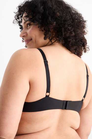 Dámské - Podprsenka s kosticemi - DEMI - s vycpávkami - LYCRA® - černá