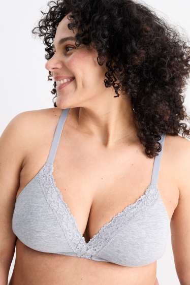 Donna - Confezione da 2 - reggiseno senza ferretti - imbottito - grigio chiaro melange