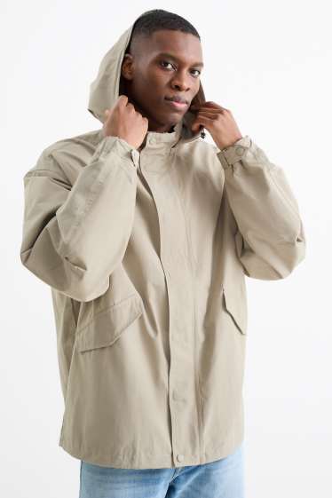 Heren - Jas met capuchon - taupe