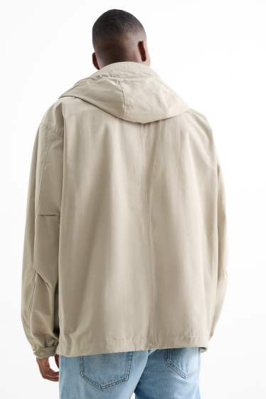 Heren - Jas met capuchon - taupe