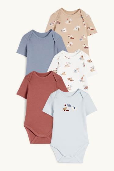 Baby Buben - Multipack 5er - Wildtiere - Baby-Body - taupe