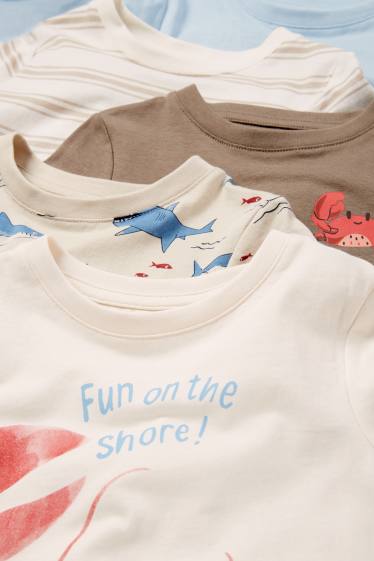 Enfants garçons - Lot de 5 - animaux marins - T-shirts - beige clair