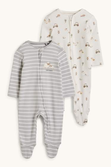 Miminka - chlapci - Multipack 2 ks - motivy oveček a traktorů - pyžamo pro miminka - světle šedá