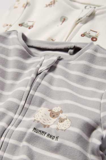 Miminka - chlapci - Multipack 2 ks - motivy oveček a traktorů - pyžamo pro miminka - světle šedá