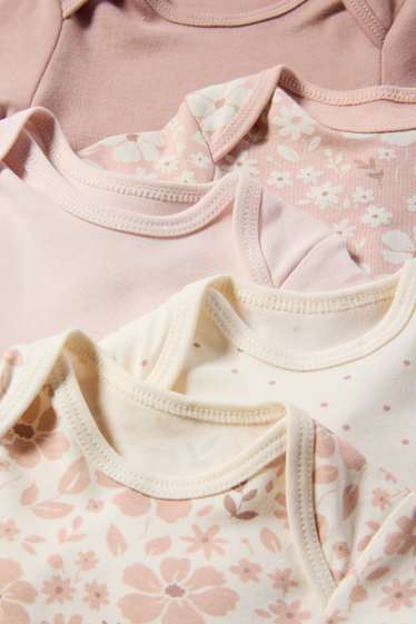 Baby: meisjes - Set van 5 - bloemetjes - rompertje - beige