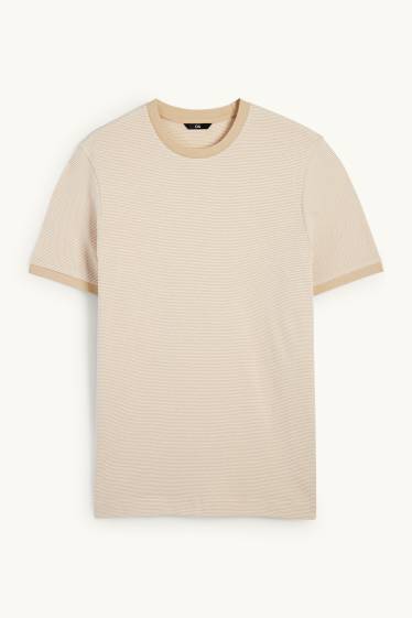 Home - Samarreta de màniga curta - regular fit - texturada - beix