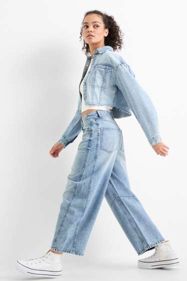 Dámské - Balloon jeans - mid waist - džíny - světle modré