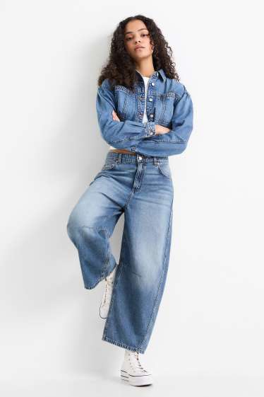 Damen - Balloon Jeans - Mid Waist - jeansblau