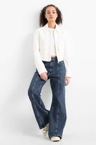 Dámské - Wide flared jeans - mid waist - džíny - modré