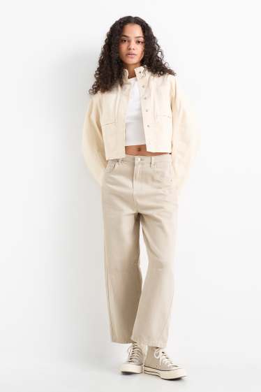 Damen - Balloon Jeans - Mid Waist - beige