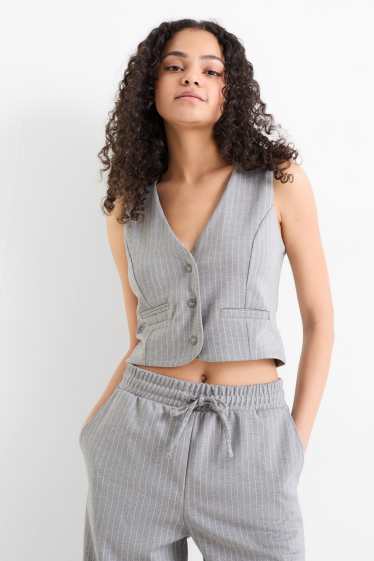 Femmes - Gilet - à rayures - gris