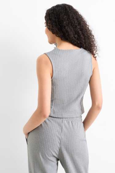 Femmes - Gilet - à rayures - gris