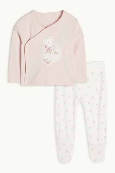 Baby Mädchen - Gans - Erstlingsoutfit - 2 teilig - rosa
