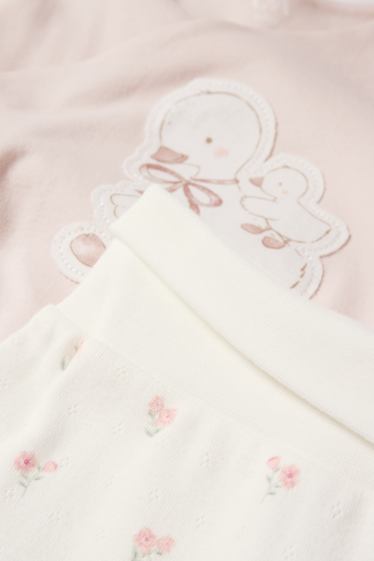 Baby Mädchen - Gans - Erstlingsoutfit - 2 teilig - rosa