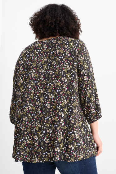 Damen - Bluse - geblümt - schwarz