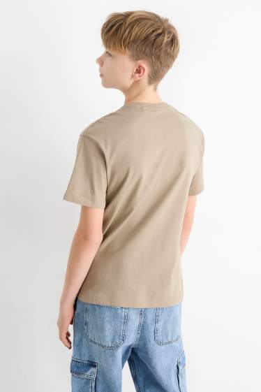 Kinder Jungen - Multipack 2er - Graffiti - Kurzarmshirt - beige