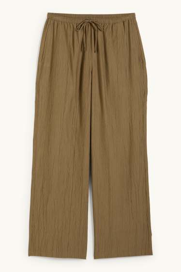 Dames - Pantalon - mid waist - wide leg - kaki