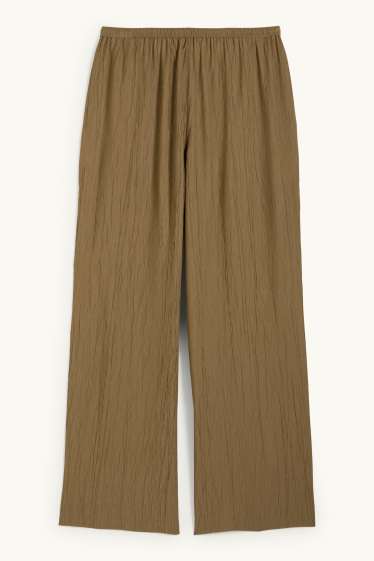 Dames - Pantalon - mid waist - wide leg - kaki