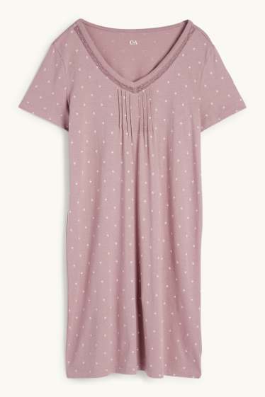 Femmes - Chemise de nuit - à motif - rose foncé