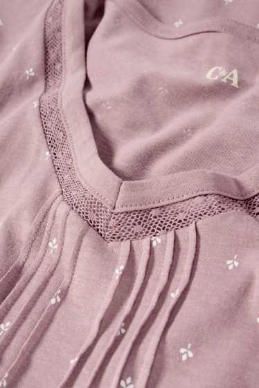 Femmes - Chemise de nuit - à motif - rose foncé