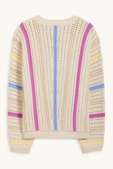 Femmes - Pull - à rayures - beige clair
