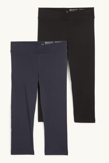 Damen - Multipack 2er - Basic-Capri-Leggings - blau / schwarz