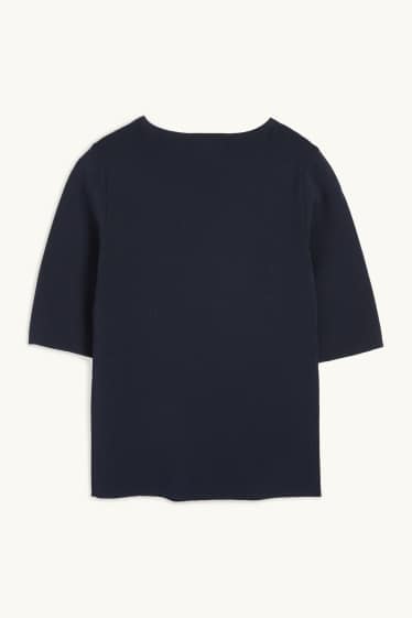 Femmes - Pull en maille - manches courtes - bleu foncé