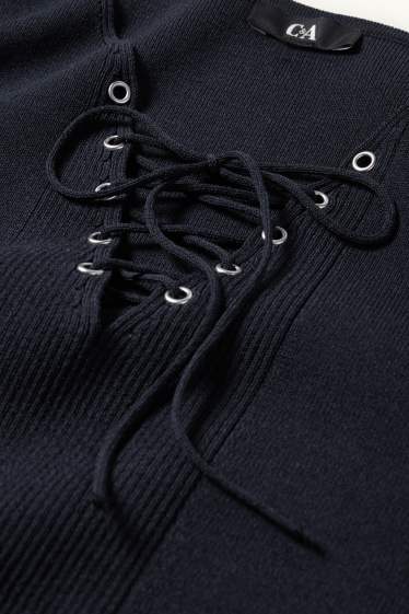 Femmes - Pull en maille - manches courtes - bleu foncé