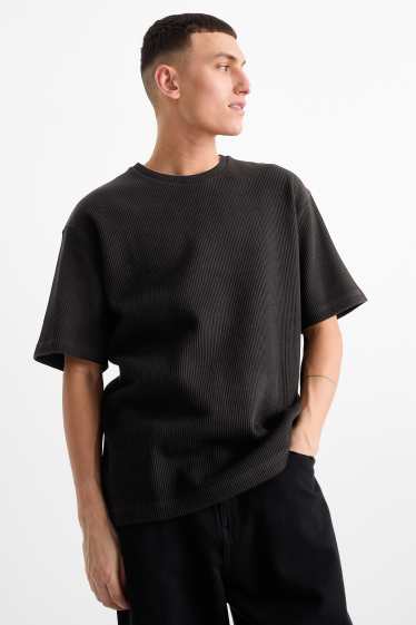 Uomo - T-shirt - relaxed fit - a coste - nero