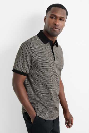 Hommes - Polo - à carreaux - noir