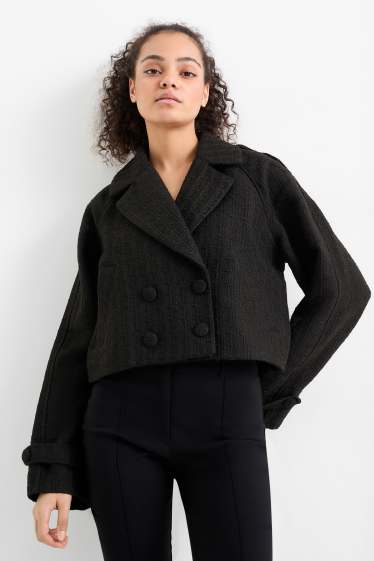 Dámské - Krátká bunda - strukturovaná - černá