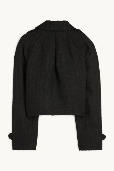 Dámské - Krátká bunda - strukturovaná - černá