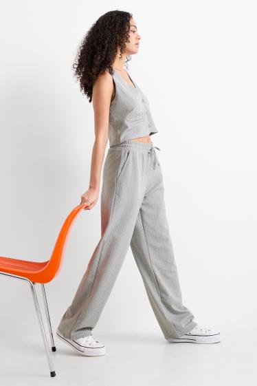 Femmes - Pantalon de jogging - à rayures - gris
