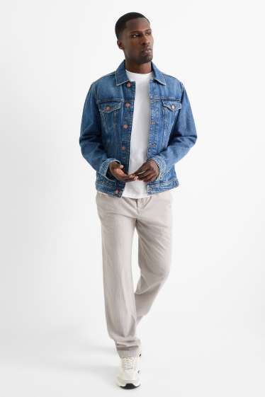 Pánské - Kalhoty chino - tapered fit - strukturované - béžová