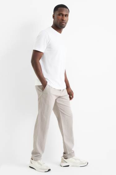 Pánské - Kalhoty chino - tapered fit - strukturované - béžová