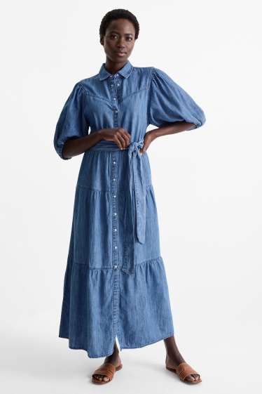 Women - Denim shirt dress - blue denim