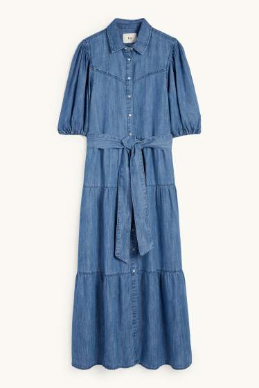 Women - Denim shirt dress - blue denim
