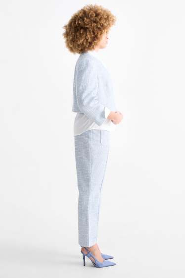 Dámské - Buklé kalhoty - high waist - flared fit - světle modrá