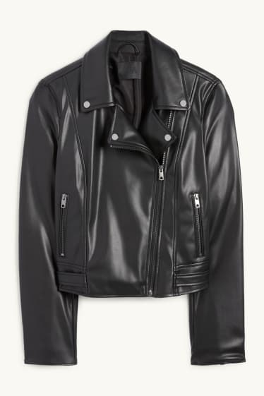 Dames - Bikerjack - imitatieleer - zwart