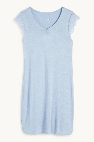 Femmes - Chemise de nuit en viscose - bleu clair