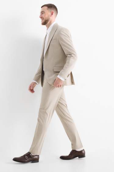 Heren - Broek uit het combi-systeem - slim fit - elastisch - licht beige