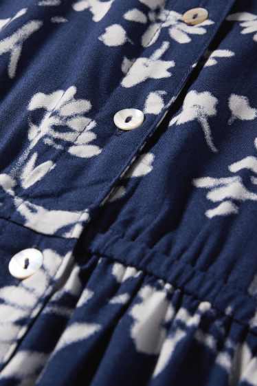 Dona - Vestit de lactància de viscosa amb coll en punta - de flors - blau