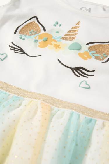 Enfants filles - Licorne - ensemble - robe et masque - 2 pièces - blanc