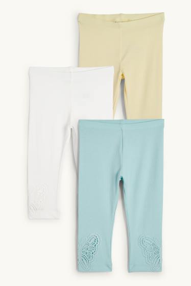 Kinder Mädchen - Multipack 3er - Schmetterling - Capri-Leggings - türkis