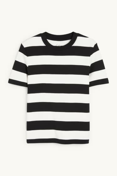 Donna - T-shirt - slim fit - a righe - nero / bianco