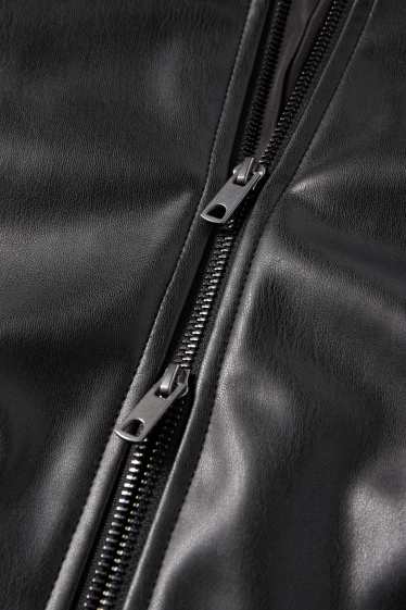 Damen - Bikerjacke - Lederimitat - schwarz