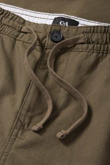Hommes - Chino avec teneur en lin - tapered fit - vert foncé